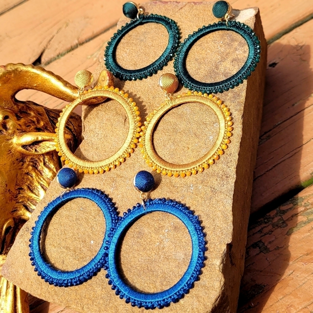 CHACARERA 100% SILK BEADED HOOP EARRINGS